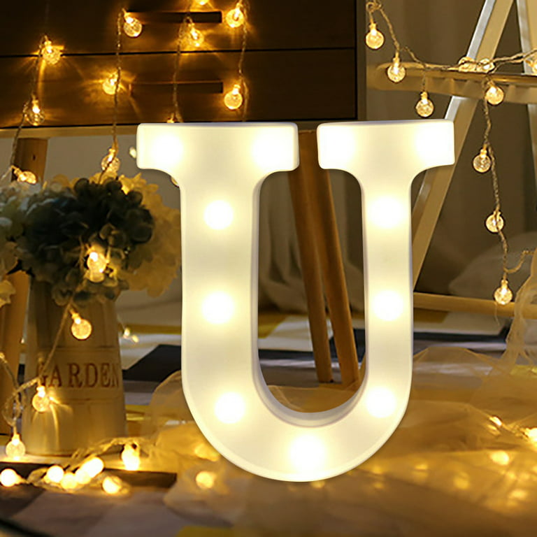 Alphabet LED Letter Lights Light Up White Plastic Letters Standing Hanging AUK 